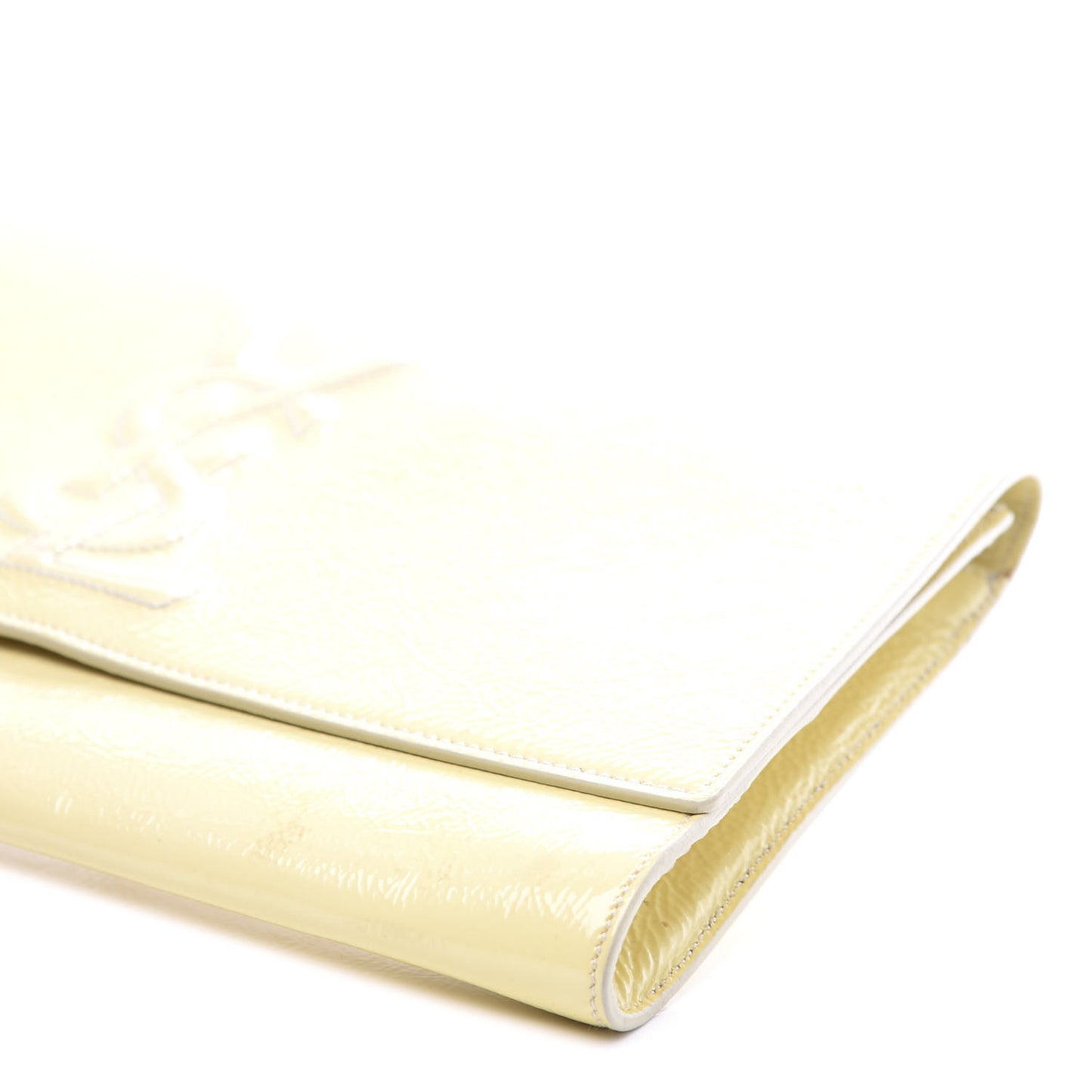 Textured Patent Calfskin Monogram Large Belle De Jour Clutch Ivory