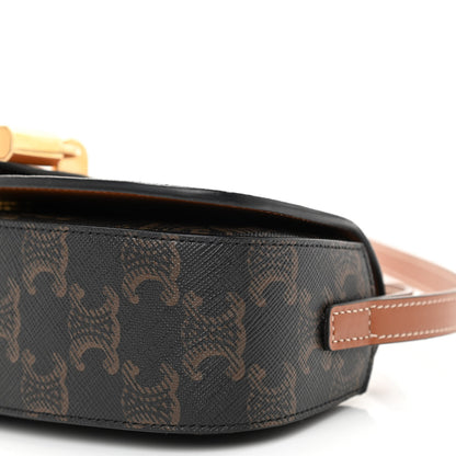 Celine Triomphe Canvas Calfskin Tabou Clutch on Strap Tan 8 of 8