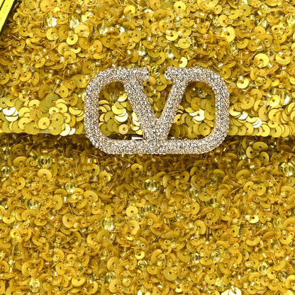 Valentino Garavani Sequin Crystal Embroidered Mini Vsling Top Handle Bag Yellow 7 of 9
