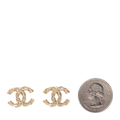 Chanel Crystal Twisted CC Earrings Gold 2 of 4
