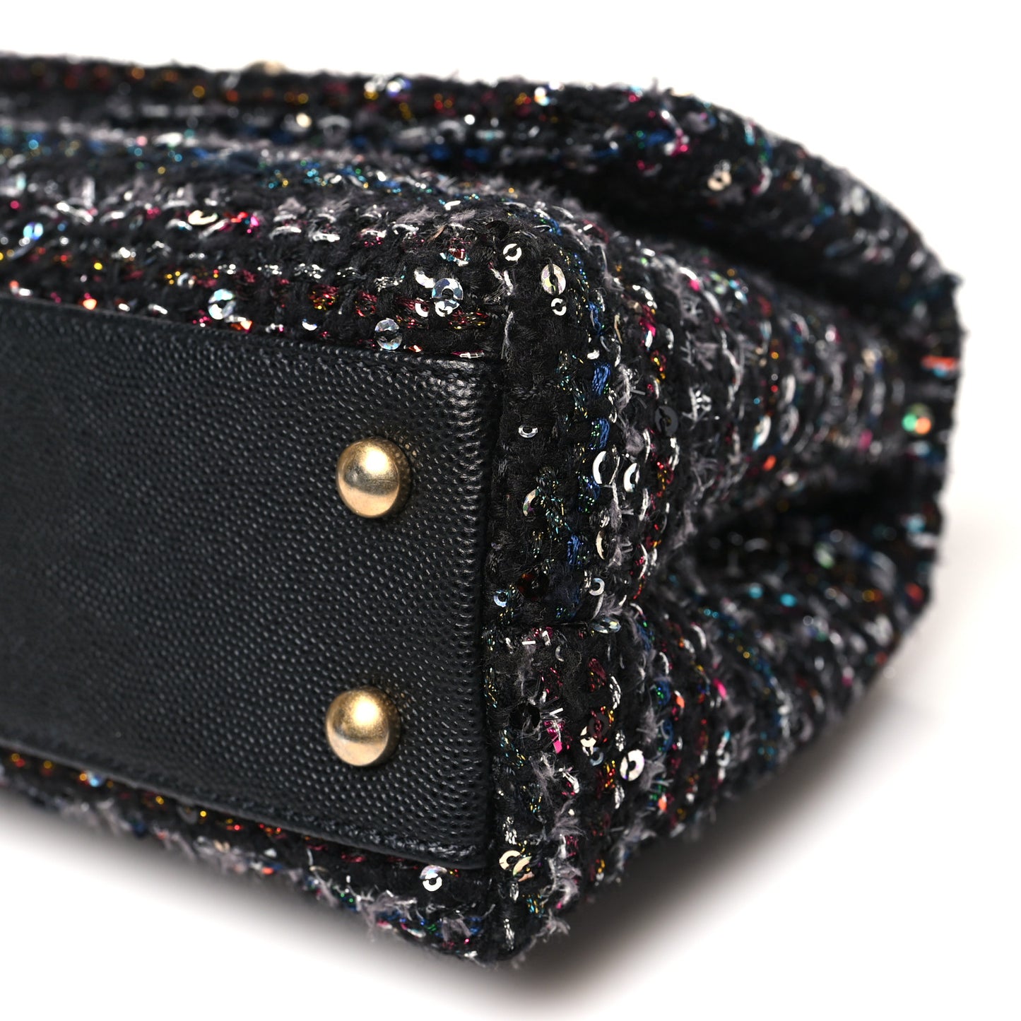 Tweed Sequin Mini Coco Handle Flap Black