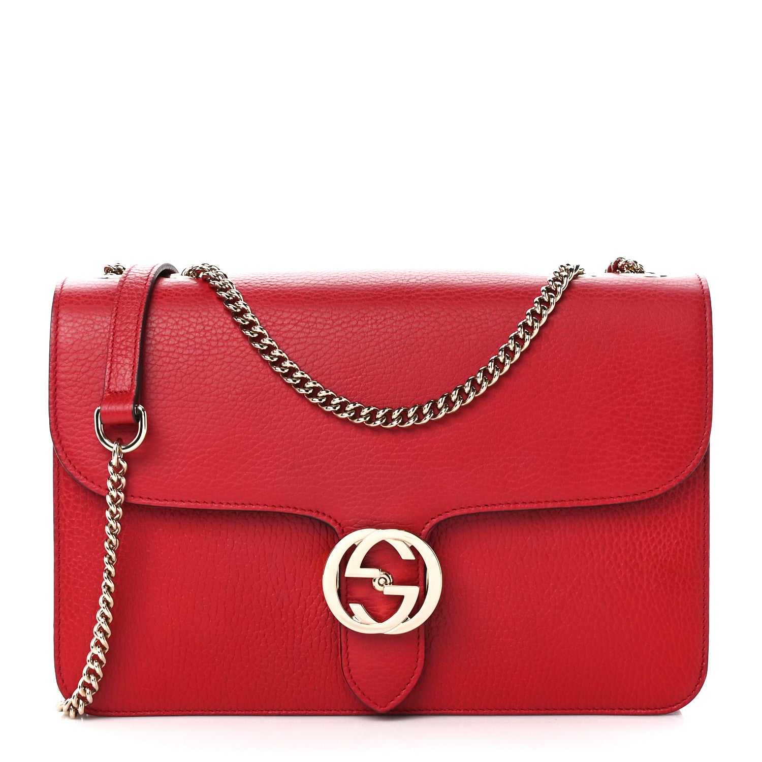 Gucci Dollar Calfskin Interlocking G Shoulder Bag Red 1 of 11
