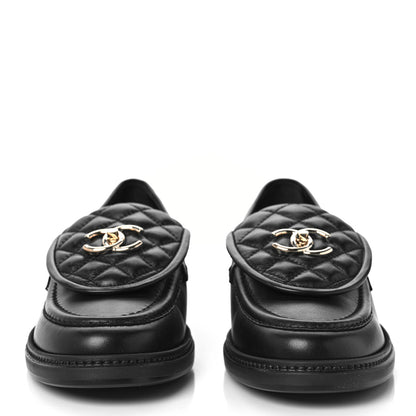 Chanel Lambskin Quilted CC Turnlock Loafers 41.5 Black 2 of 9
