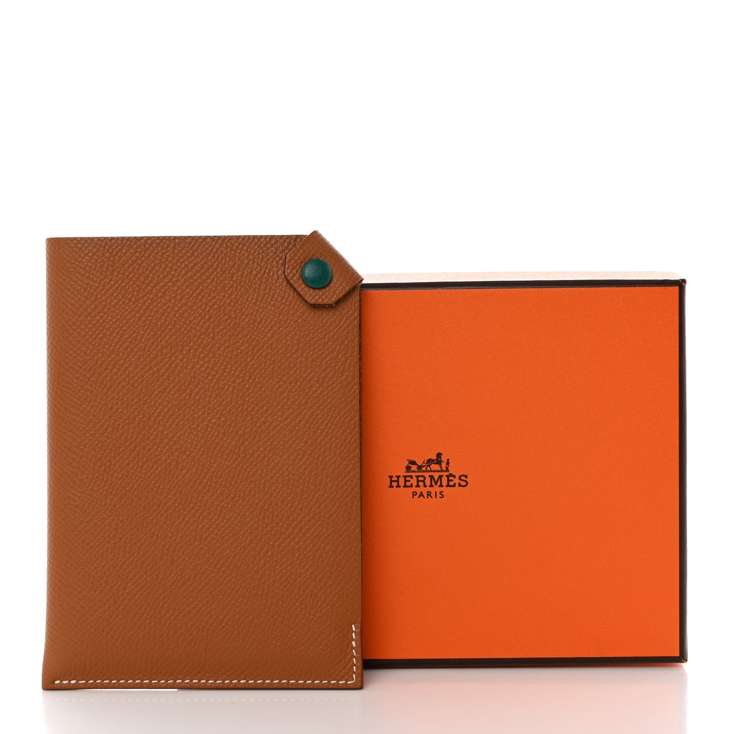 Hermes Epsom Tarmac Dot PM Passport Holder Gold Malachite 8 of 8