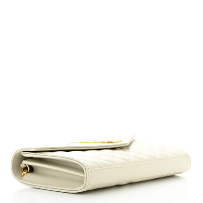 Saint Laurent Grain De Poudre Mixed Matelasse Triquilt Monogram Chain Wallet Blanc Vintage 4 of 10