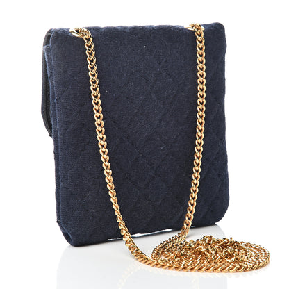 Chanel Knit Quilted Pouch Necklace Blue 2 of 6
