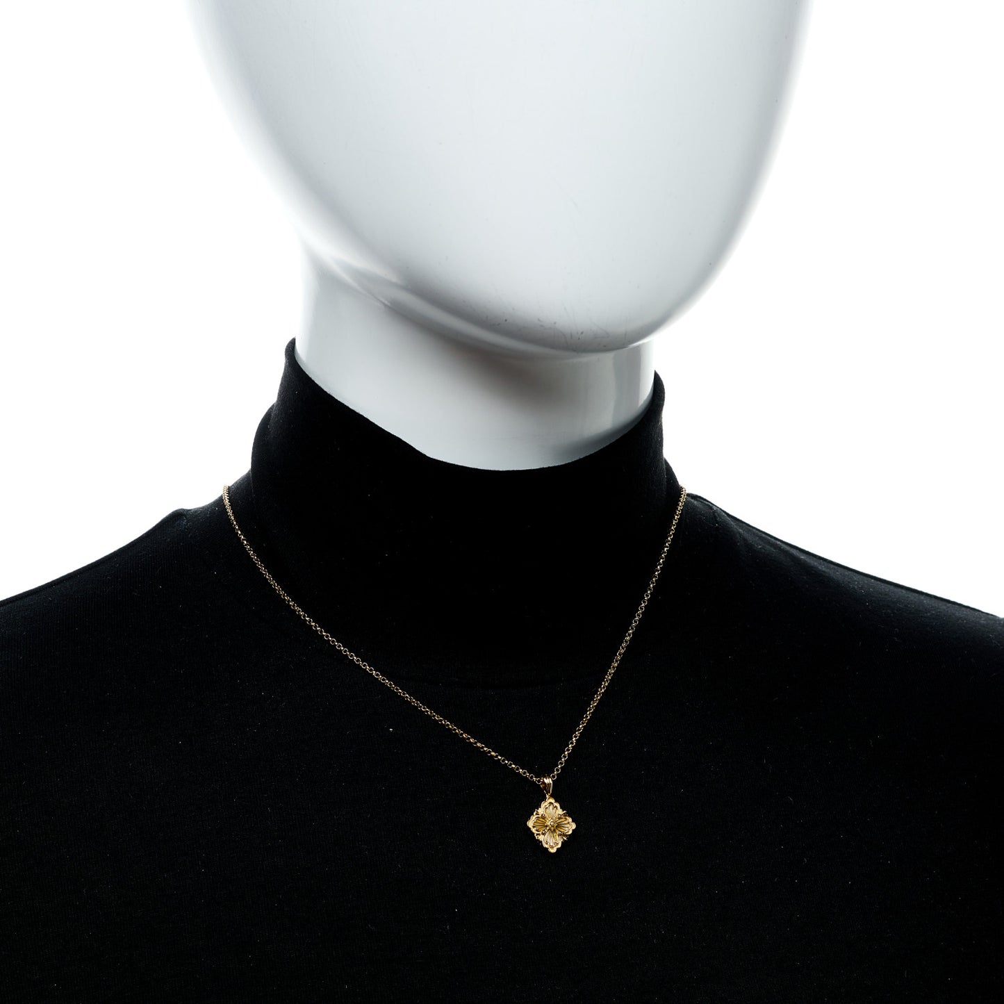 18K Yellow Gold Mother of Pearl Small Opera Tulle Pendant Necklace