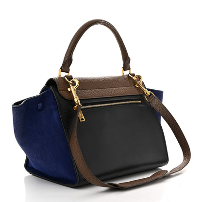 Celine Bullhide Calfskin Nubuck Small Tri-Color Trapeze Coffee 3 of 11