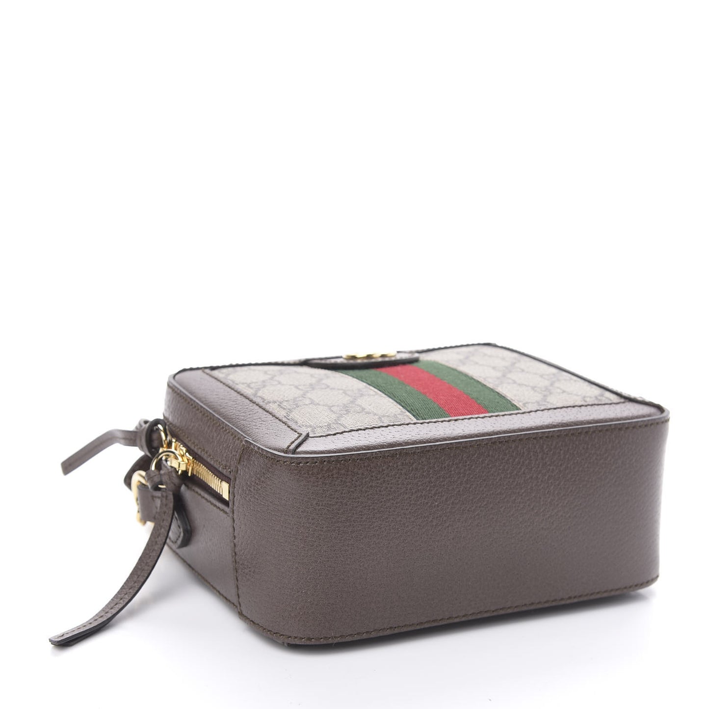 GG Supreme Monogram Mini Ophidia Top Handle Shoulder Bag Brown