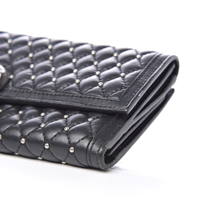 Alexander McQueen Calfskin Quilted Studded Skull Continental Wallet Black 8 of 11