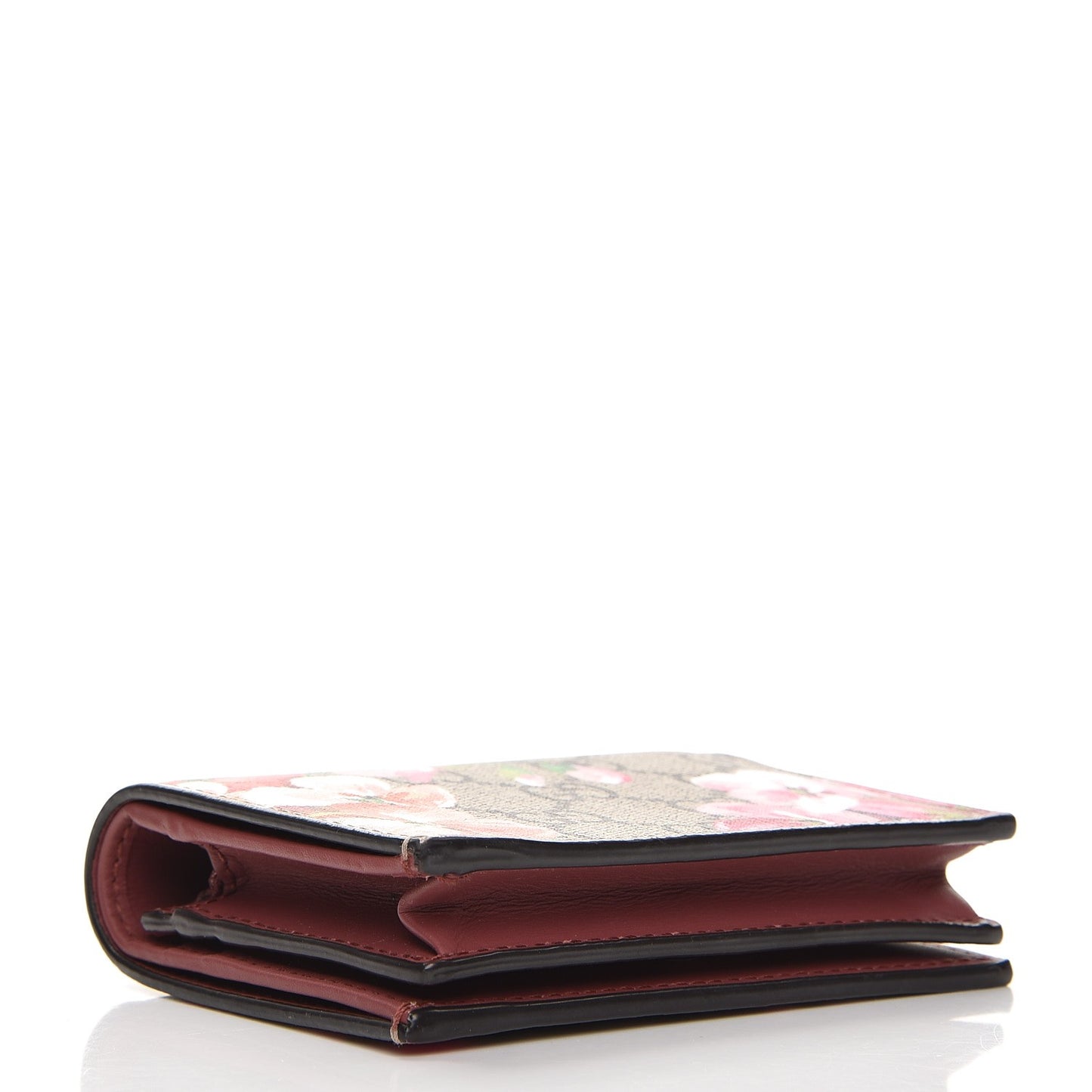 GG Supreme Monogram Blooms Card Case Wallet Beige Multicolor Dry Rose