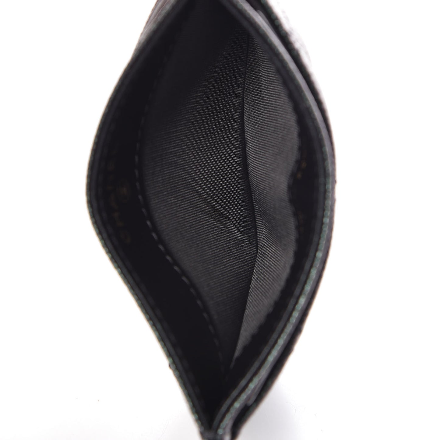 Iridescent Caviar Quilted Card Holder Black