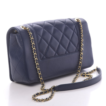 Chanel Sheepskin Quilted Medium Vintage Mademoiselle Flap Dark Navy 4 of 13