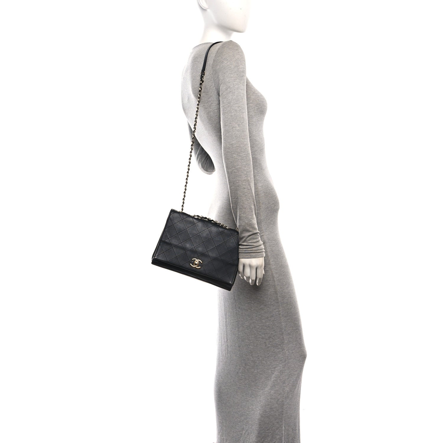 Chanel Calfskin Stitched Large Flap Black 2 of 10