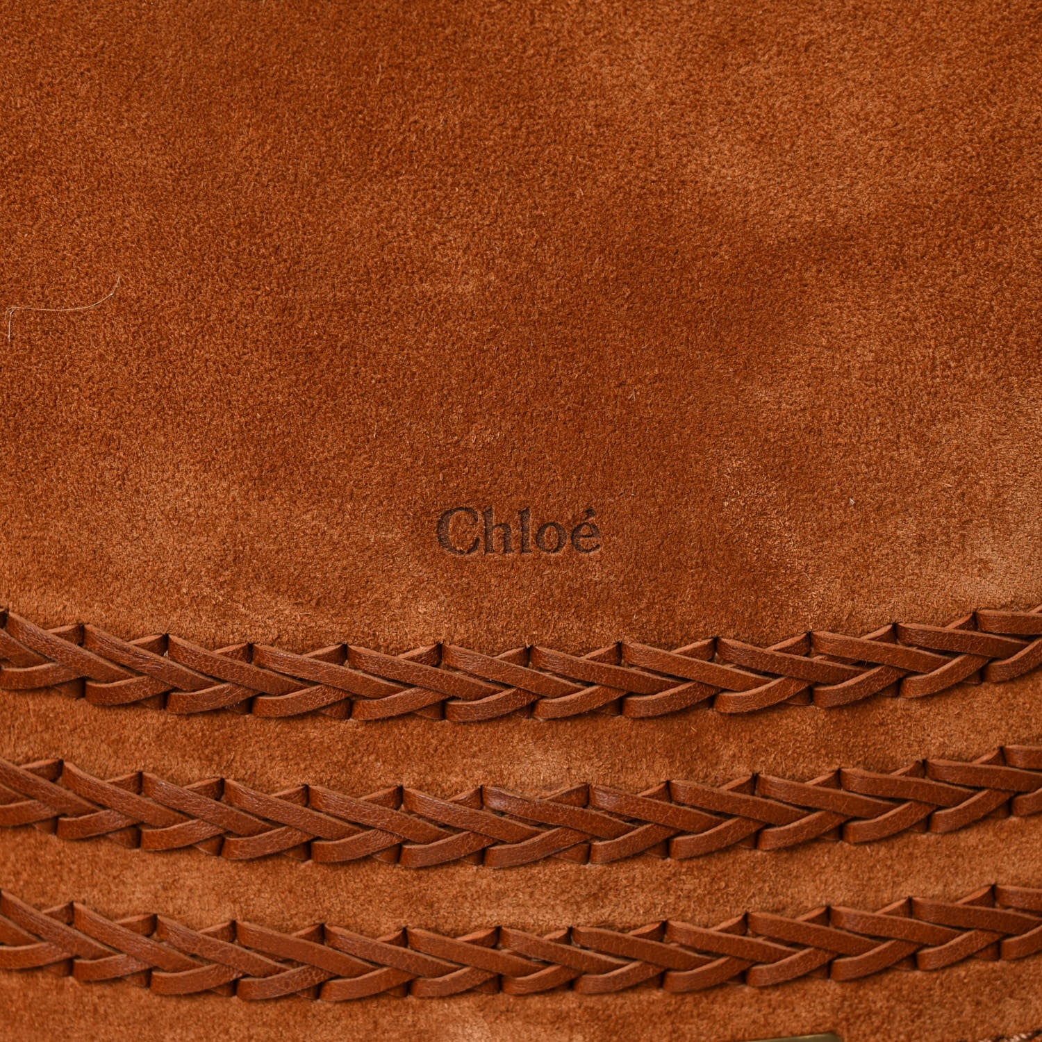 Chloe Suede Calfskin Braided Medium Marcie Satchel Caramel 9 of 12