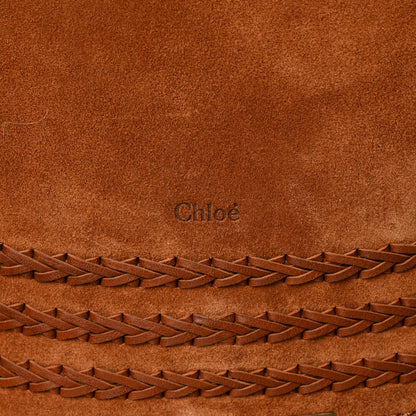 Chloe Suede Calfskin Braided Medium Marcie Satchel Caramel 9 of 12