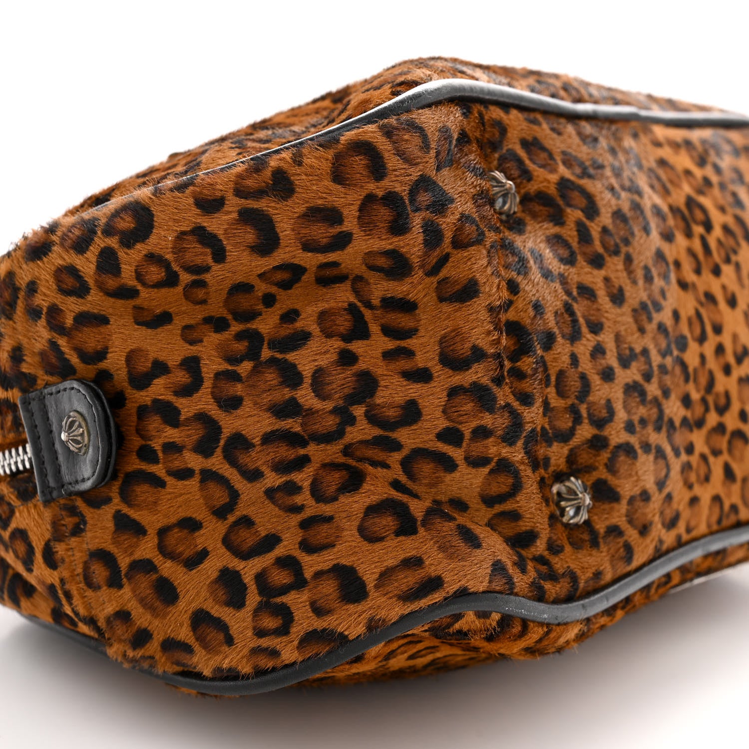 Chrome Hearts Leopard Print Hair Cross Patch Duffle Bag Black 7 of 9