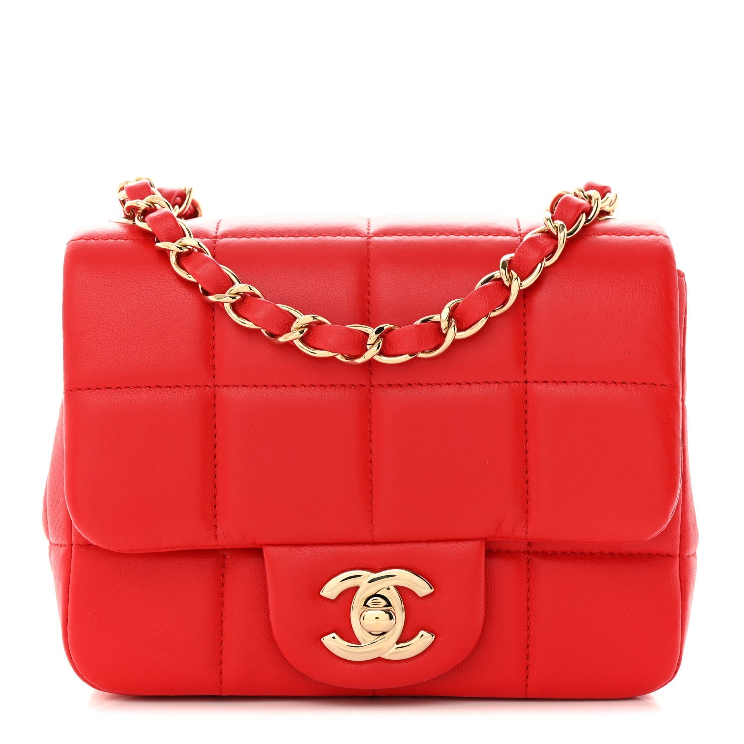 Chanel Lambskin Resin Crystal Square Quilted Monacoco Mini Flap Red 1 of 11
