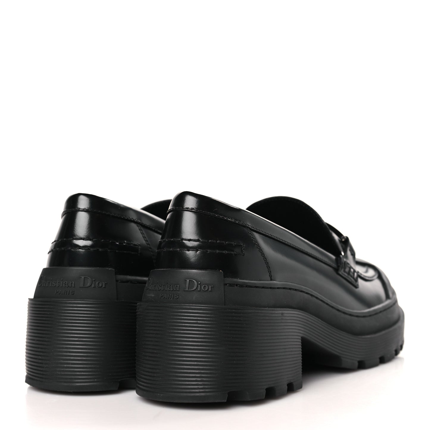 Brushed Calfskin Dior Code Lug Sole Platform 35mm Loafers 39.5 Black