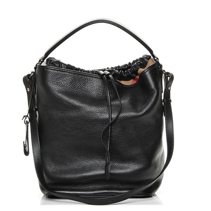 Burberry Grainy Calfskin Canvas Mega Check Medium Ashby Hobo Black 1 of 7