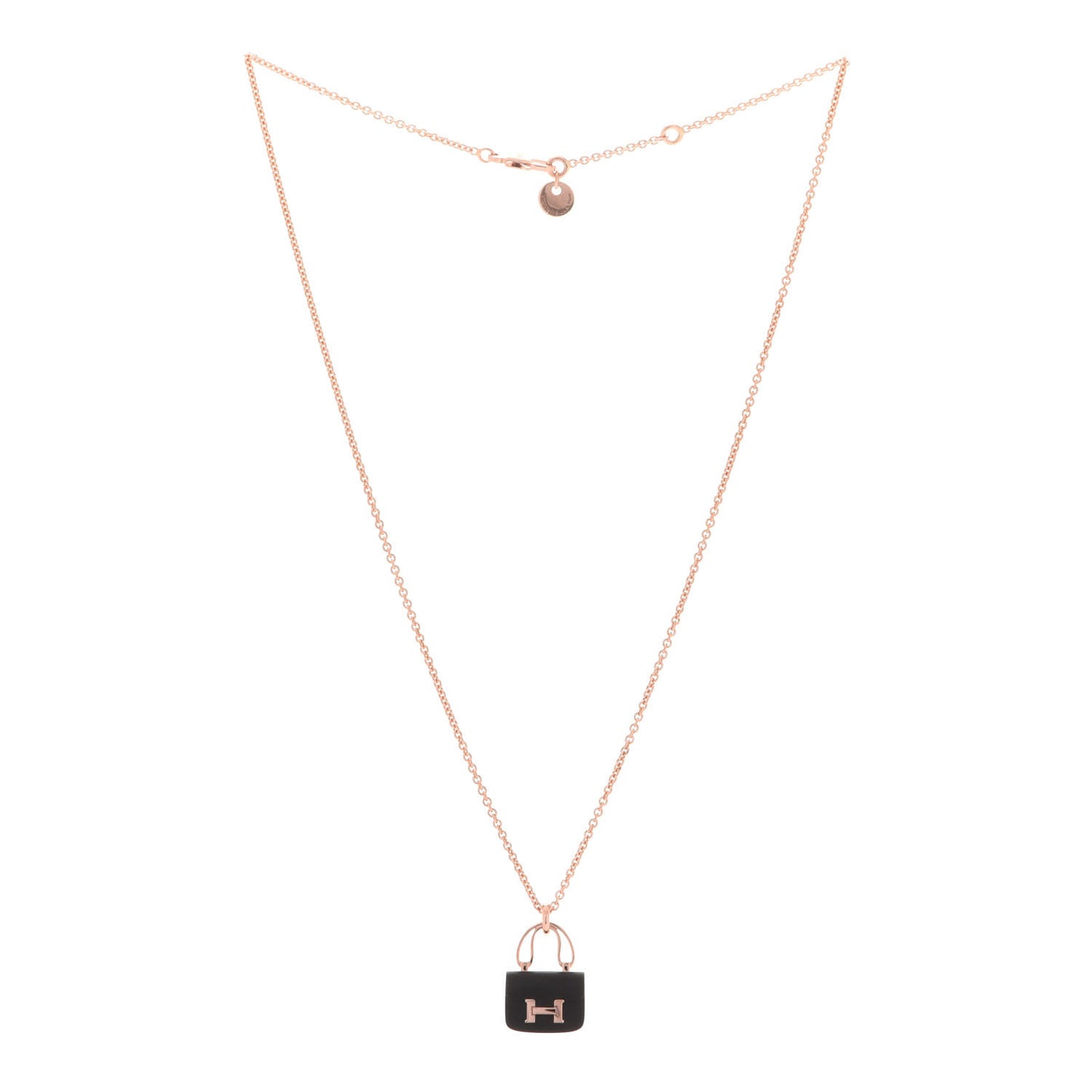 18K Rose Gold Black Jade Constance Amulettes Pendant Necklace