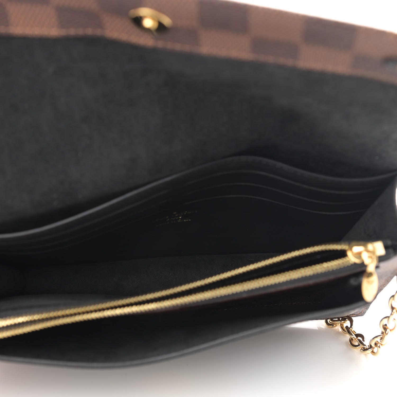 Louis Vuitton Damier Ebene Vavin Chain Wallet Black 5 of 9