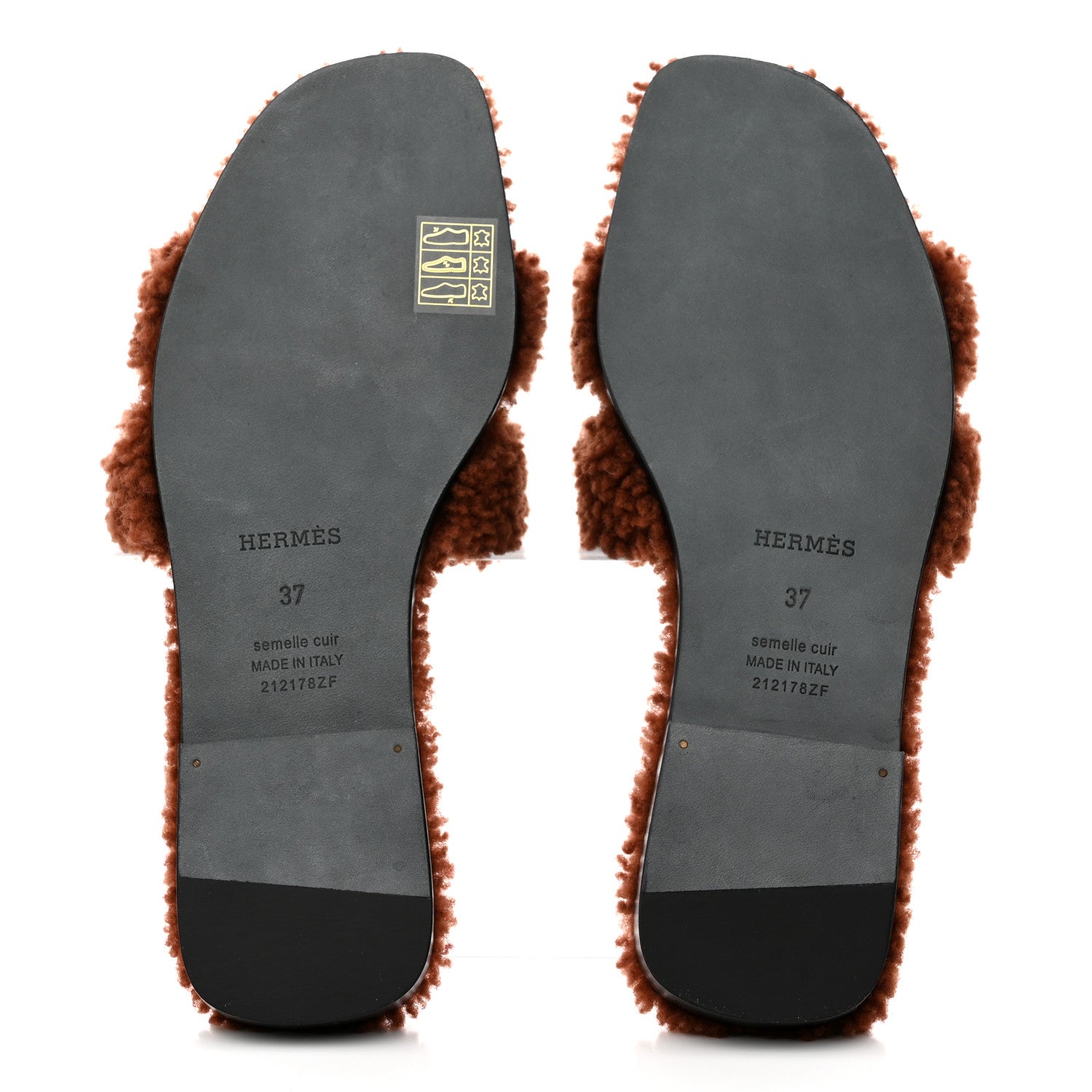 Hermes Woolskin Oran Sandals 37 Cognac 5 of 7