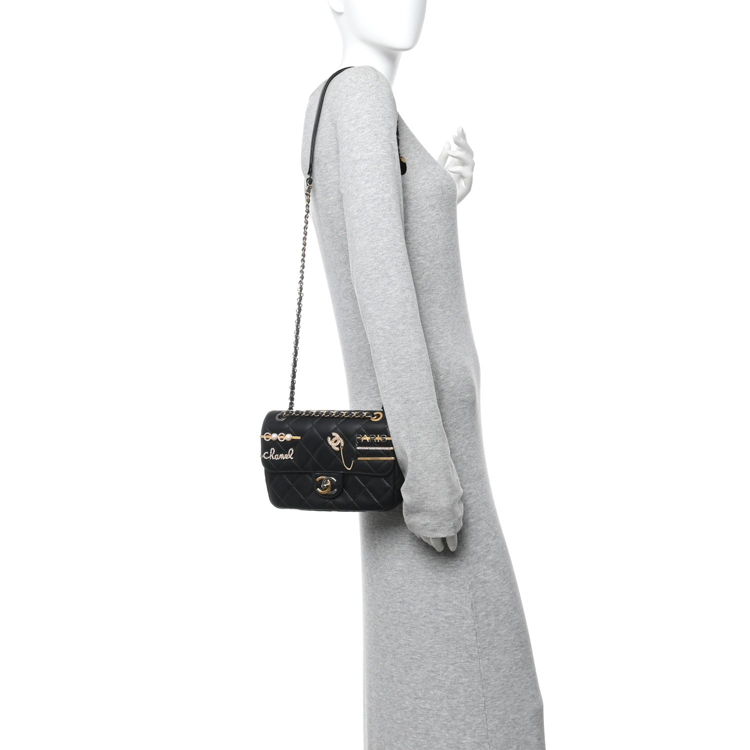Chanel Lambskin Quilted Small Coco Clips Single Flap Black 1837272