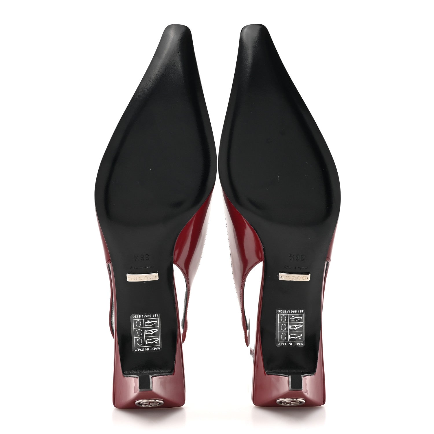 Gucci Nappa Mallory Pointed Toe Slingback Sandal 36.5 New Cherry 6 of 11