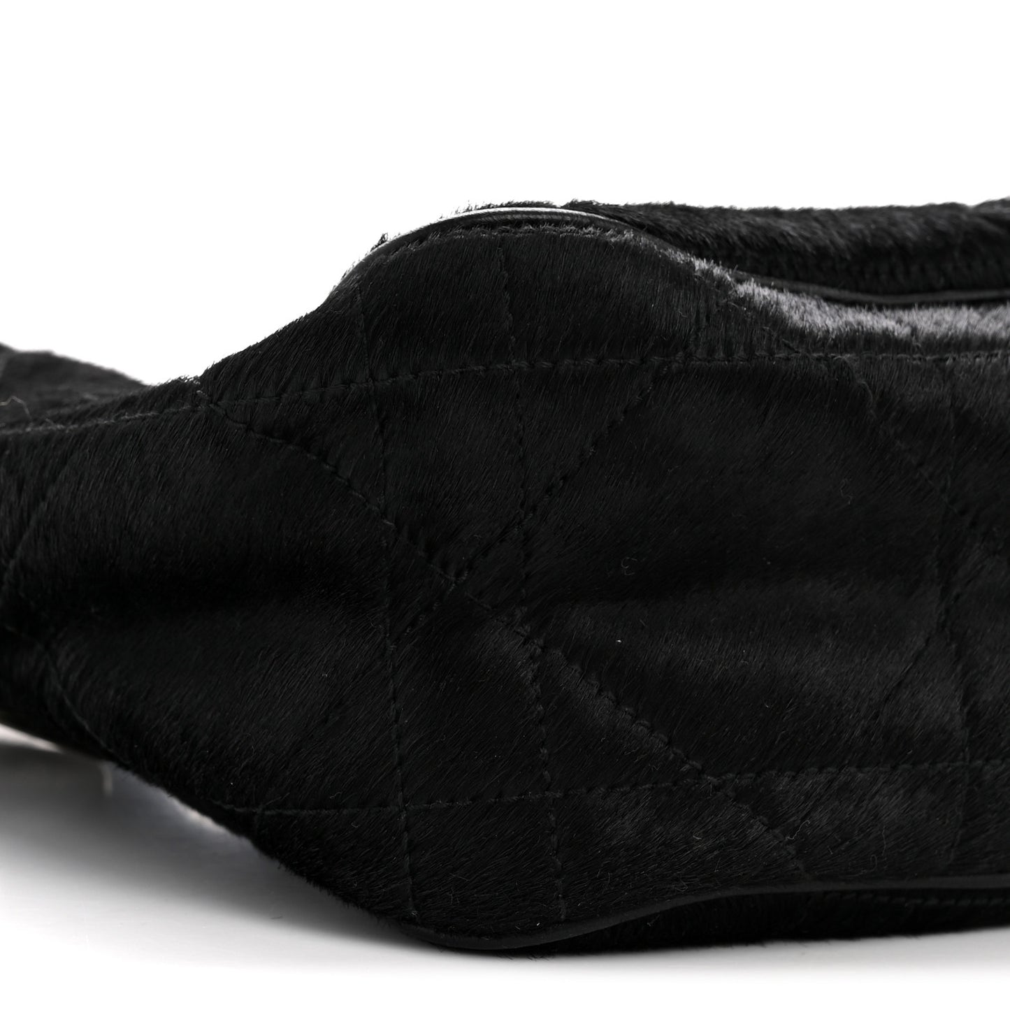 Pony Hair Cannage Drawstring Bag Black