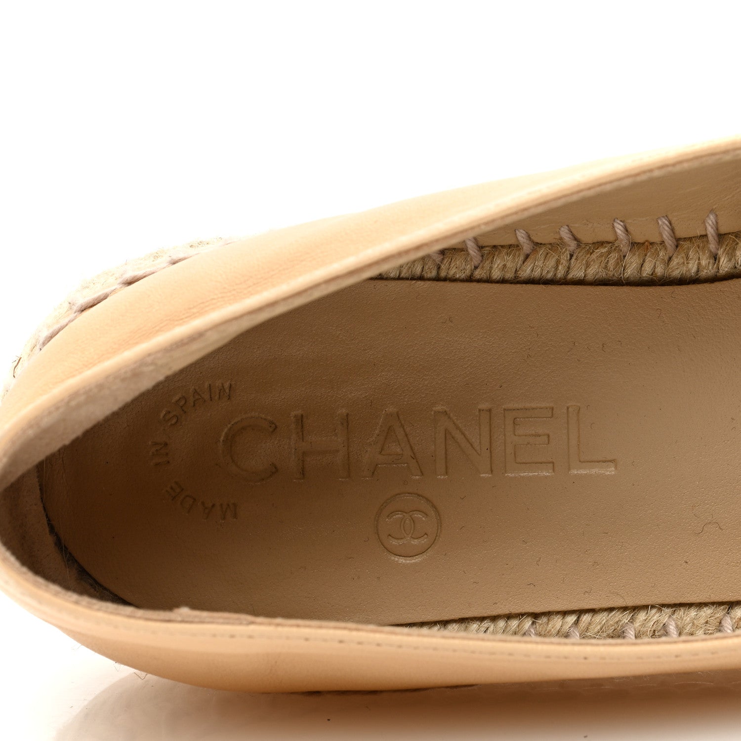 Chanel Lambskin CC Espadrilles 38 Beige Black 8 of 8