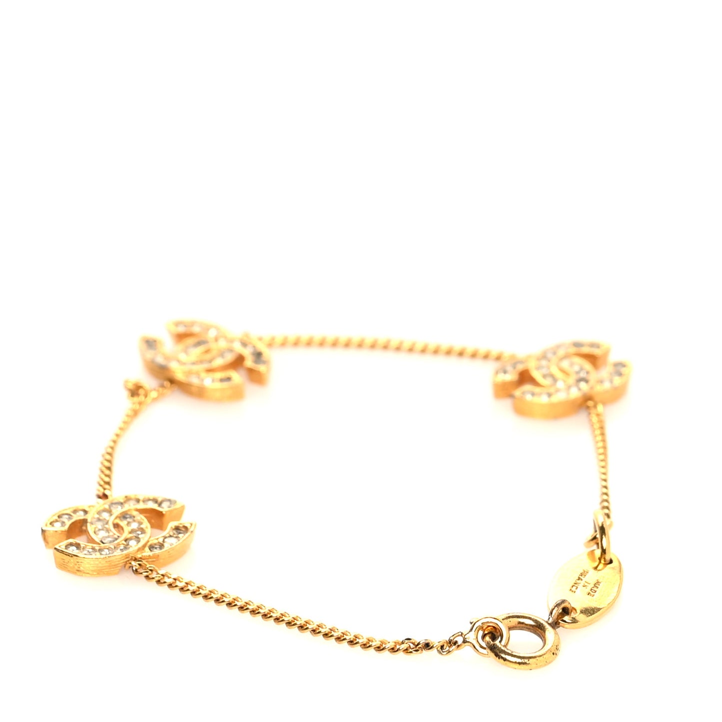Crystal CC Chain Bracelet Gold