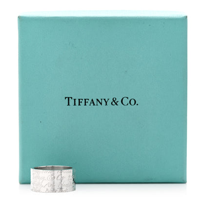 Tiffany Sterling Silver 10mm Notes Wide Ring 53 6.5 5 of 5