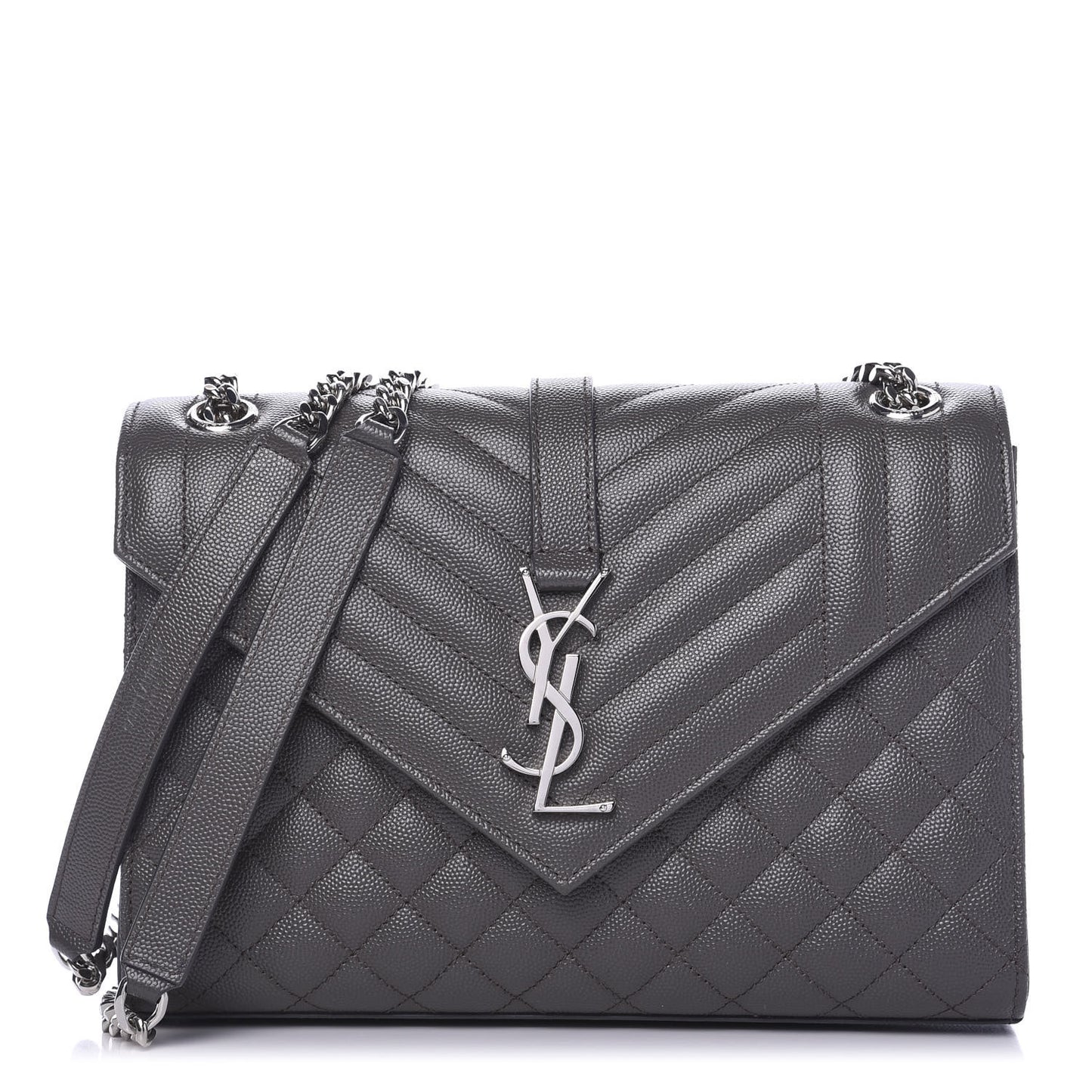 Grain De Poudre Textured Mixed Matelasse Medium Triquilt Monogram Satchel Earth