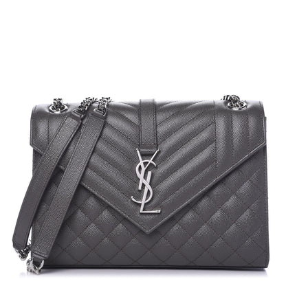 Saint Laurent Grain De Poudre Textured Mixed Matelasse Medium Triquilt Monogram Satchel Earth 1 of 12