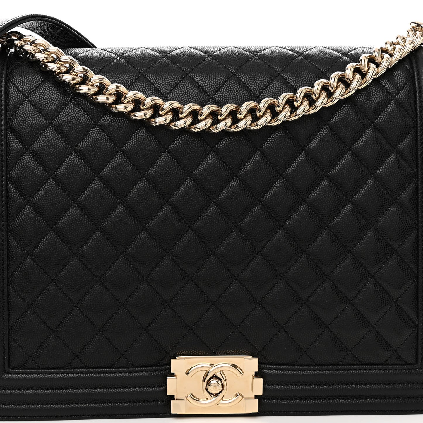 Caviar Quilted Large Boy Flap Black