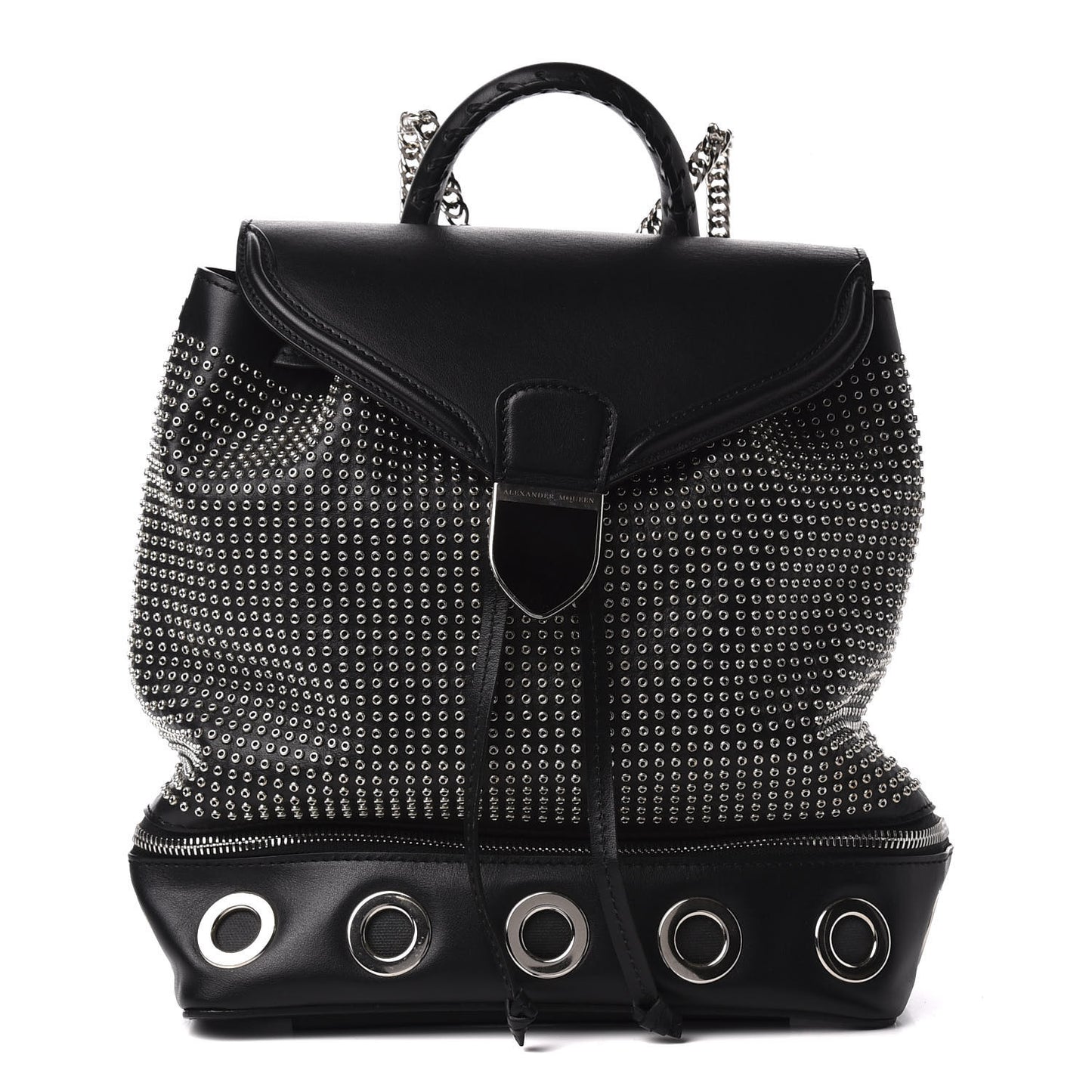 Calfskin Grommet Backpack Black