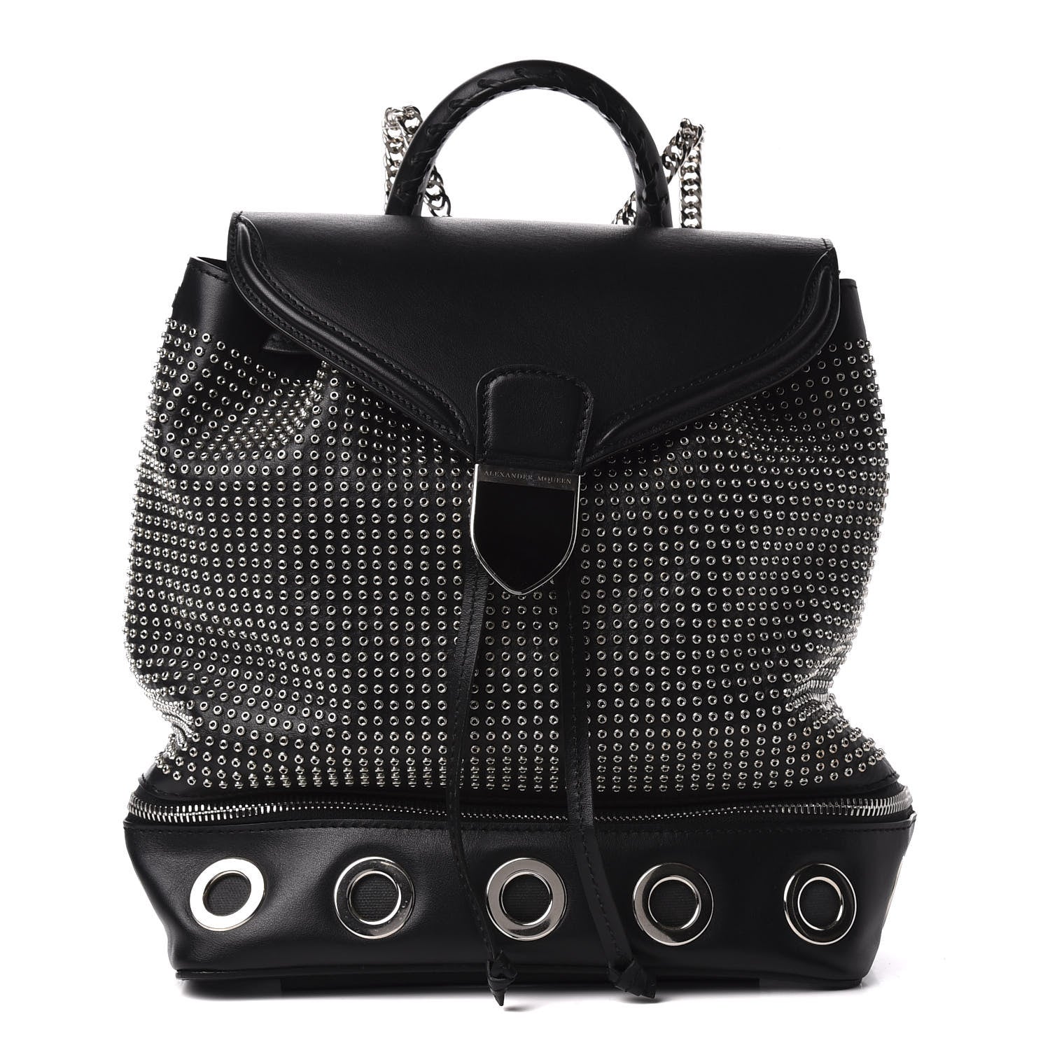 Alexander McQueen Calfskin Grommet Backpack Black 1 of 8