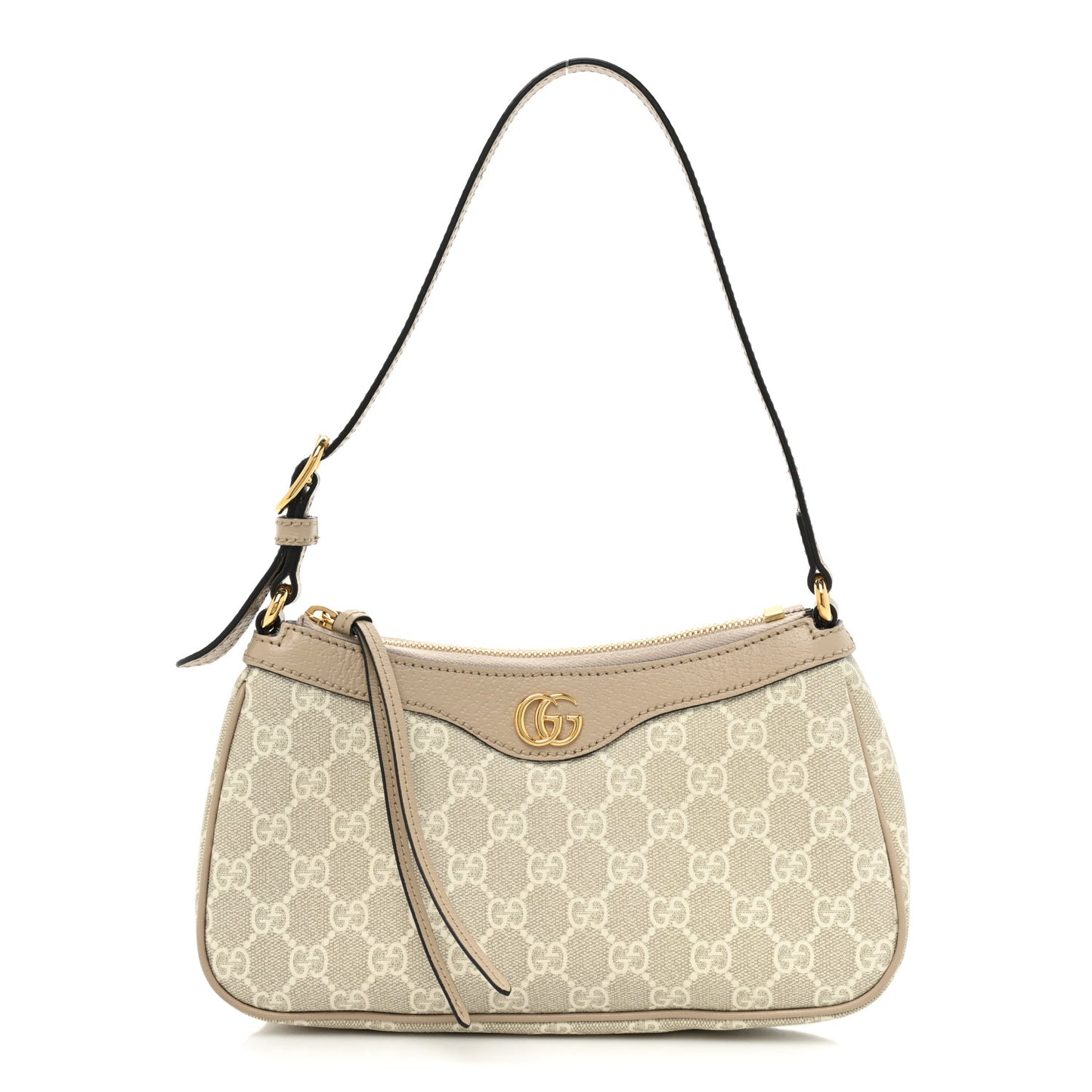 GG Supreme Monogram Textured Dollar Calfskin Small Ophidia Hobo Beige Mystic White Oatmeal