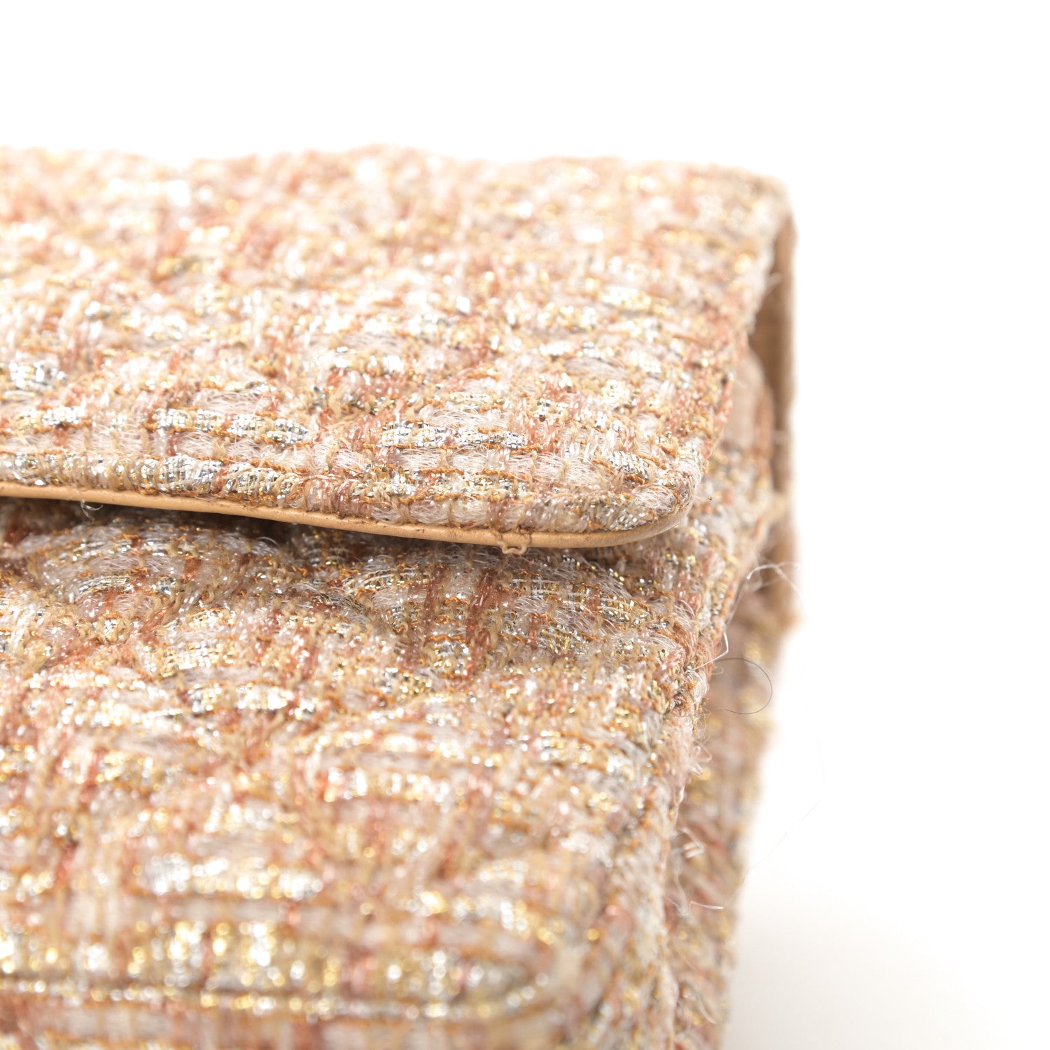 Chanel Tweed Quilted Medium Double Flap Brown Gold 13 of 13