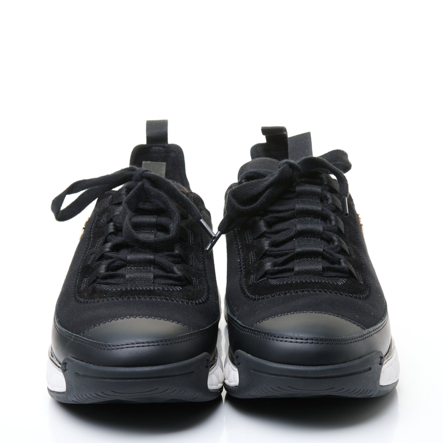 Velvet Calfskin Mixed Fibers CC Sneakers 41 Black