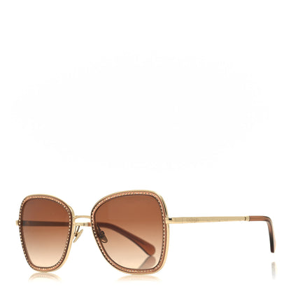 Chanel Square Frame Sequin Sunglasses 4277-B Gold Brown 1 of 7