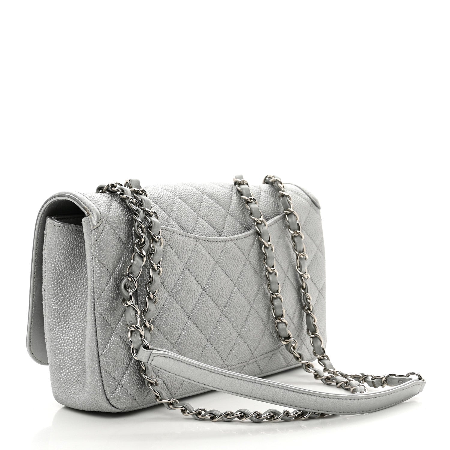 Chanel Metallic Caviar Quilted Medium CC Filigree Flap Silver 3 of 10