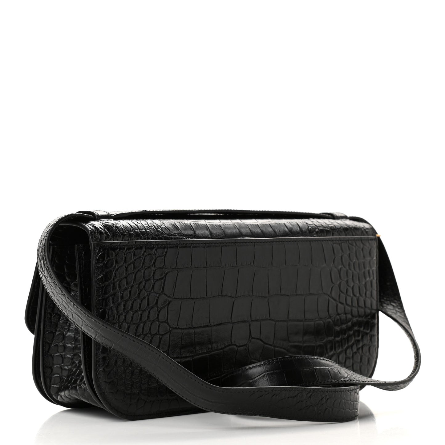 Extra Supple Calfskin Crocodile Embossed Medium Gossip Bag Black