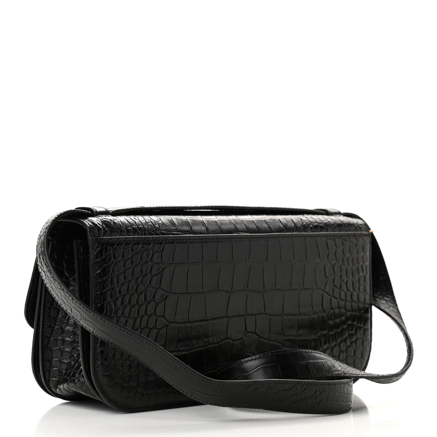 Balenciaga Extra Supple Calfskin Crocodile Embossed Medium Gossip Bag Black 3 of 8