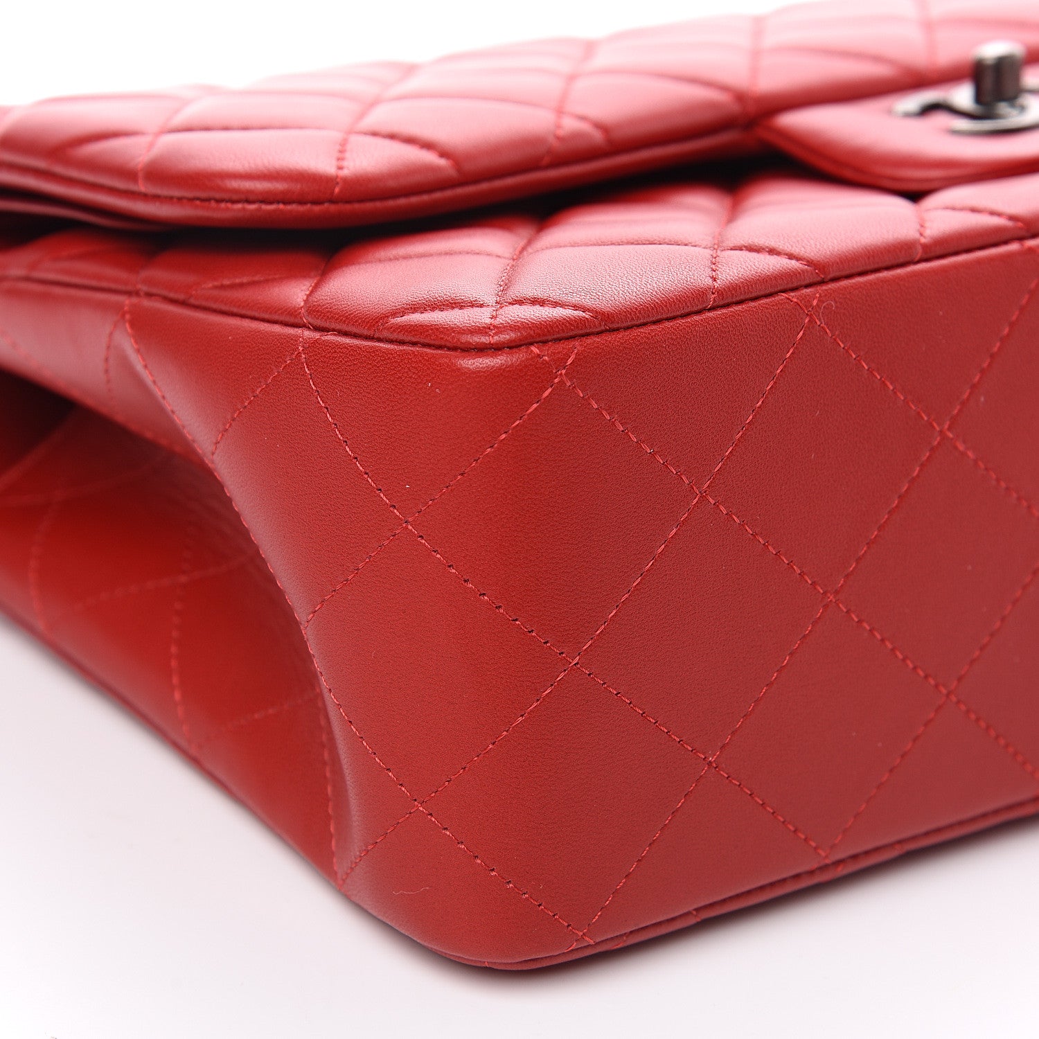 Chanel Lambskin Quilted Jumbo Double Flap Red 7 of 11