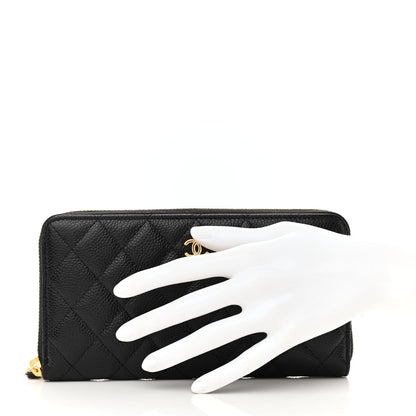 Chanel Caviar Quilted Large Gusset Zip Around Wallet Black 2 of 9