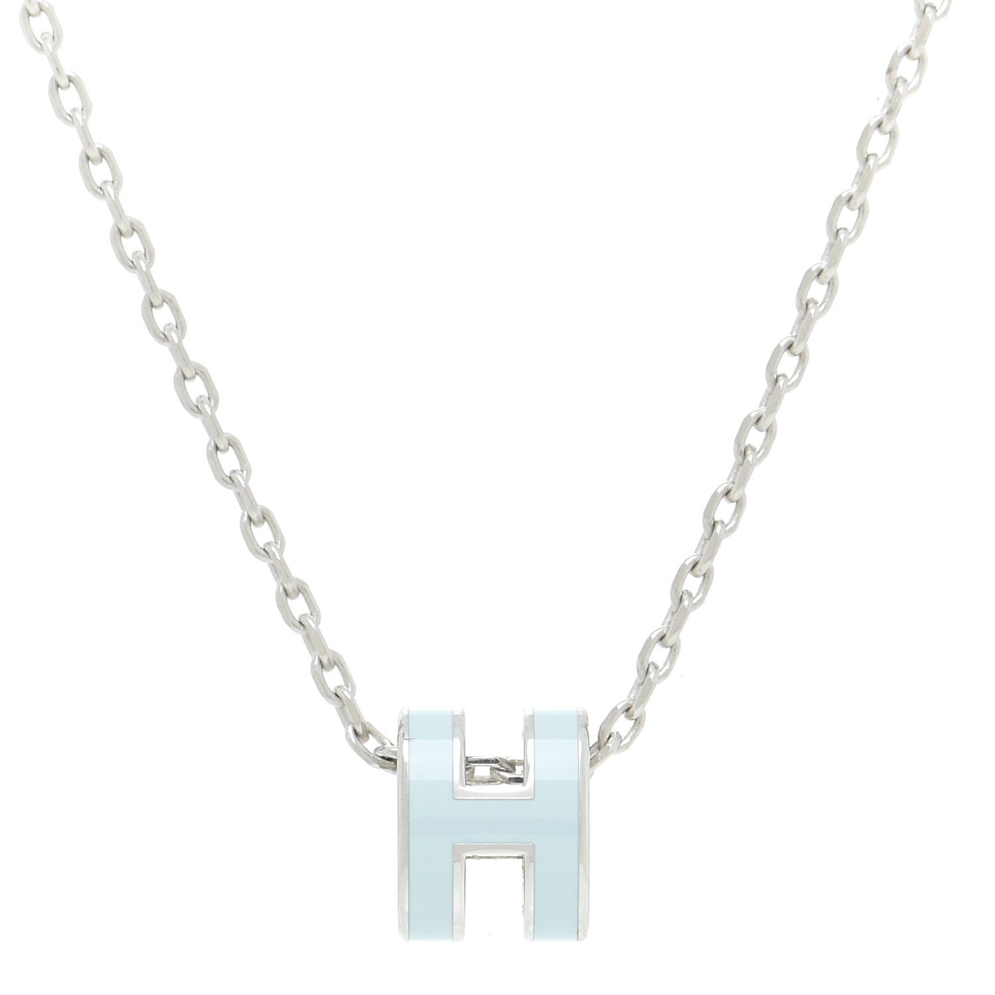 Lacquered Palladium Mini Pop H Pendant Necklace Bleu Zephyr