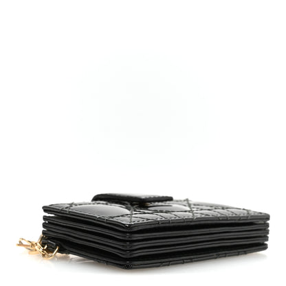 Christian Dior Patent Cannage Lady Dior 5-Gusset Card Holder Black 4 of 7