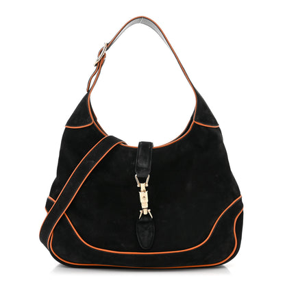 Gucci Nubuck Medium New Jackie Shoulder Bag Black Orange 1 of 13